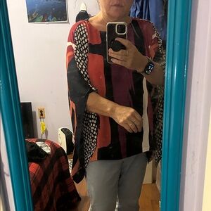Chico's Red and Black Geometric Tunic